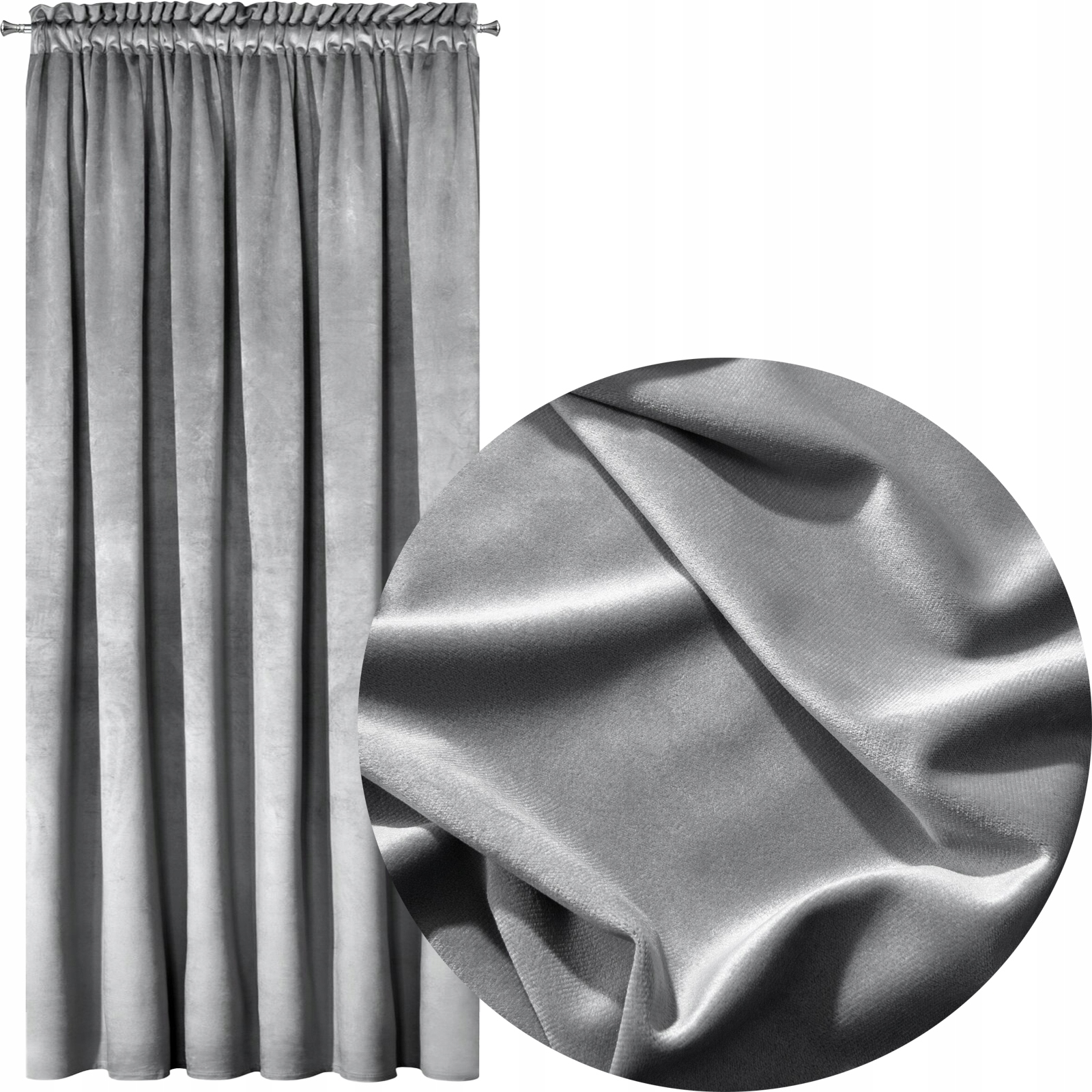 Nowoczesna zasłona welwetowa w taśmę 140x270 srebrny - obrazek 4