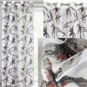 FIRANA GOTOWA KWIATY BIAŁY BEŻOWY 140X250