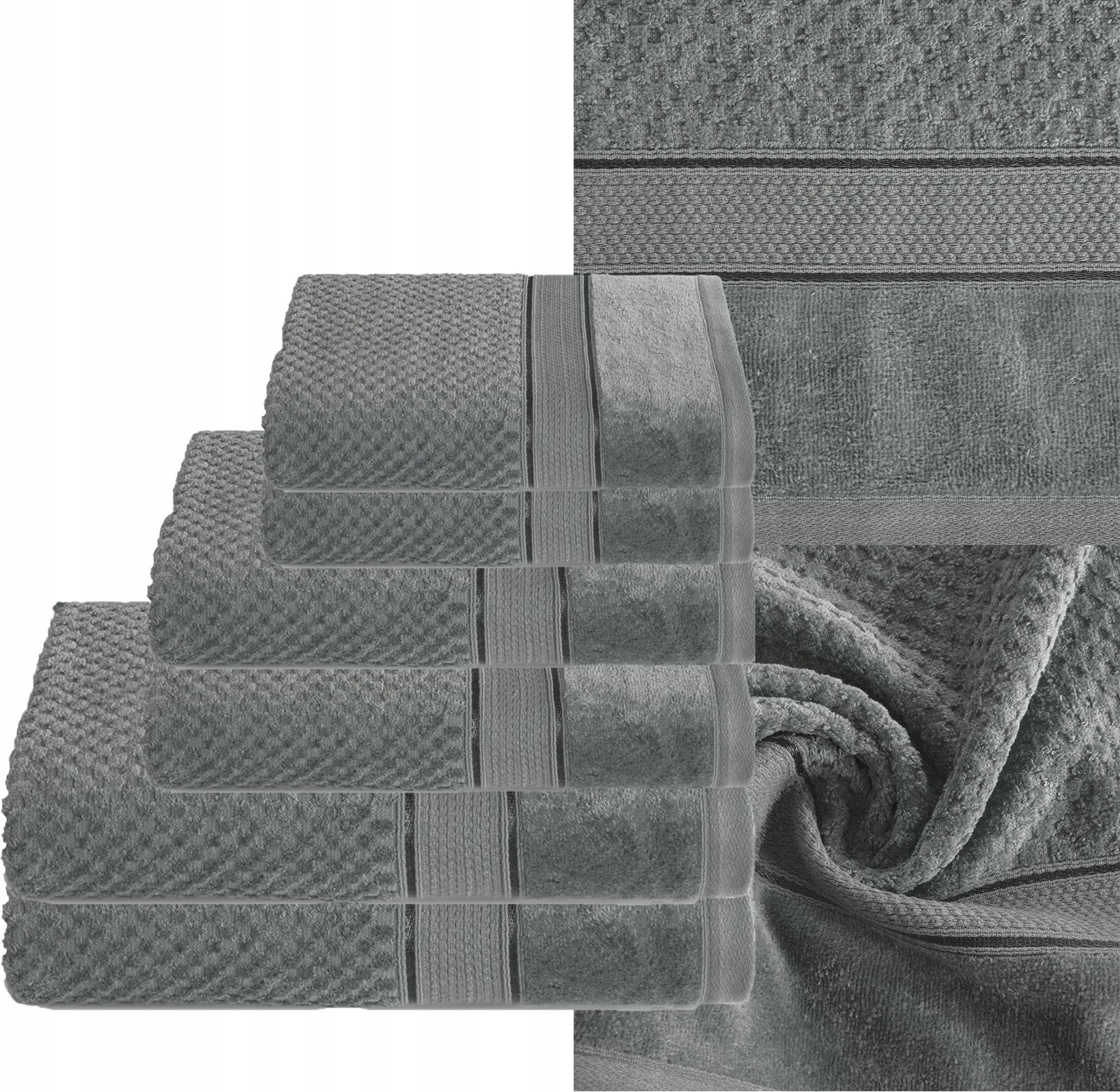 KOMPLET RĘCZNIKI KĄPIELOWE 6x SZTUK PREZENT 500gsm stalowy - obrazek 4