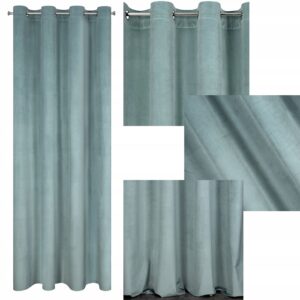 Mięciutka zasłona welwetowa kółka 140x250 szałwiowy