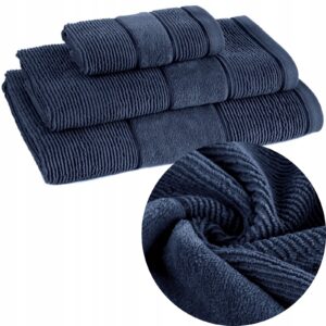 Ręcznik kąpielowy bawełna miękki chłonny granatowy zestaw 3 szt prezent