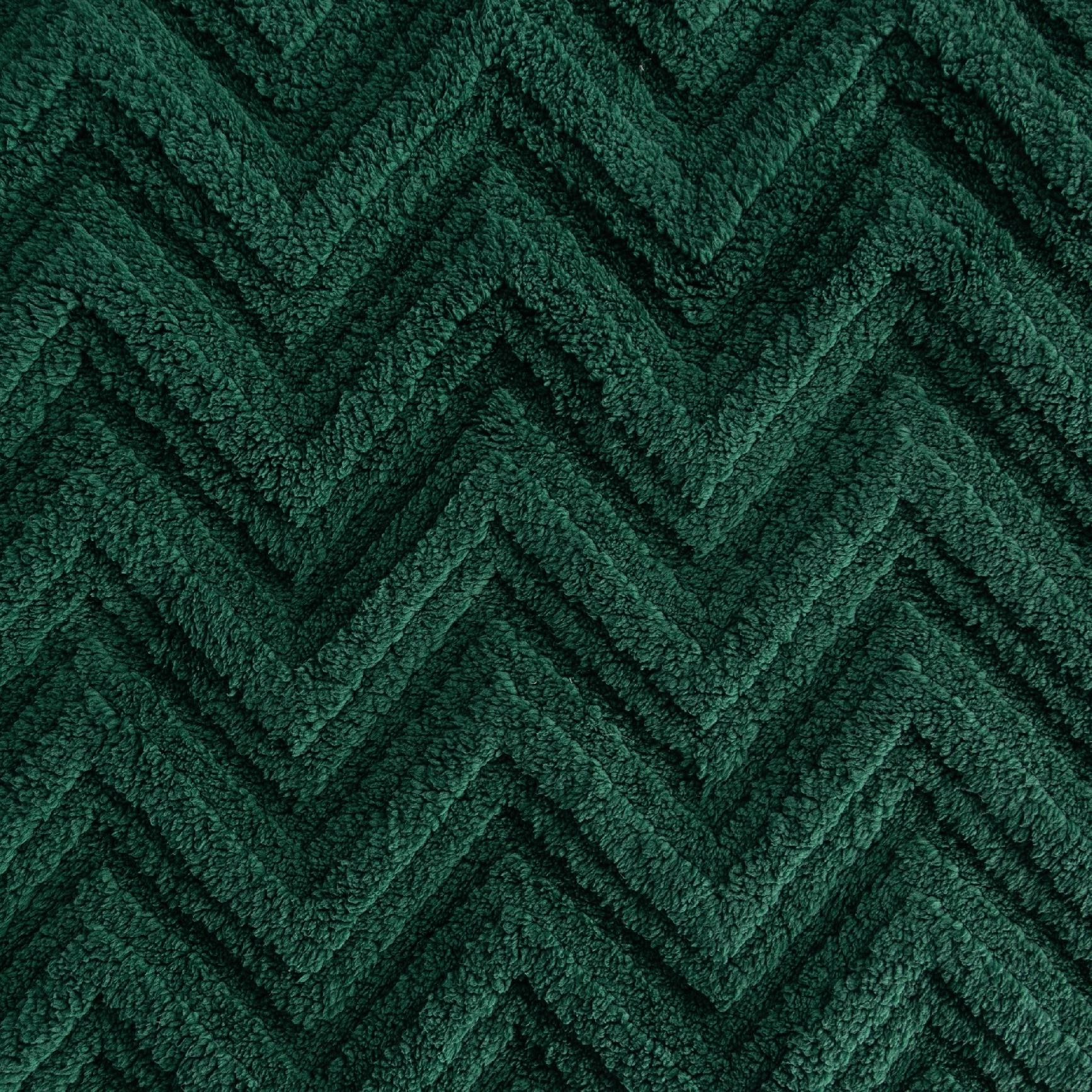 Koc narzuta 200x220 gruby mięciutki puszysty jodełka ciemny zielony - obrazek 12