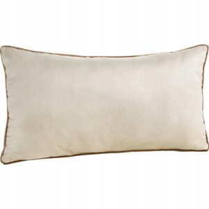 Poduszka z wypełnieniem welwetowa z ozdobną lamówką 30x50 jasny beż