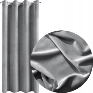 Nowoczesna zasłona welwetowa w przelotkę 140x250 srebrny