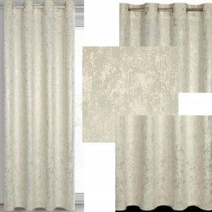 Zasłona 140X250 kremowa welwetowa z nadrukiem przelotka