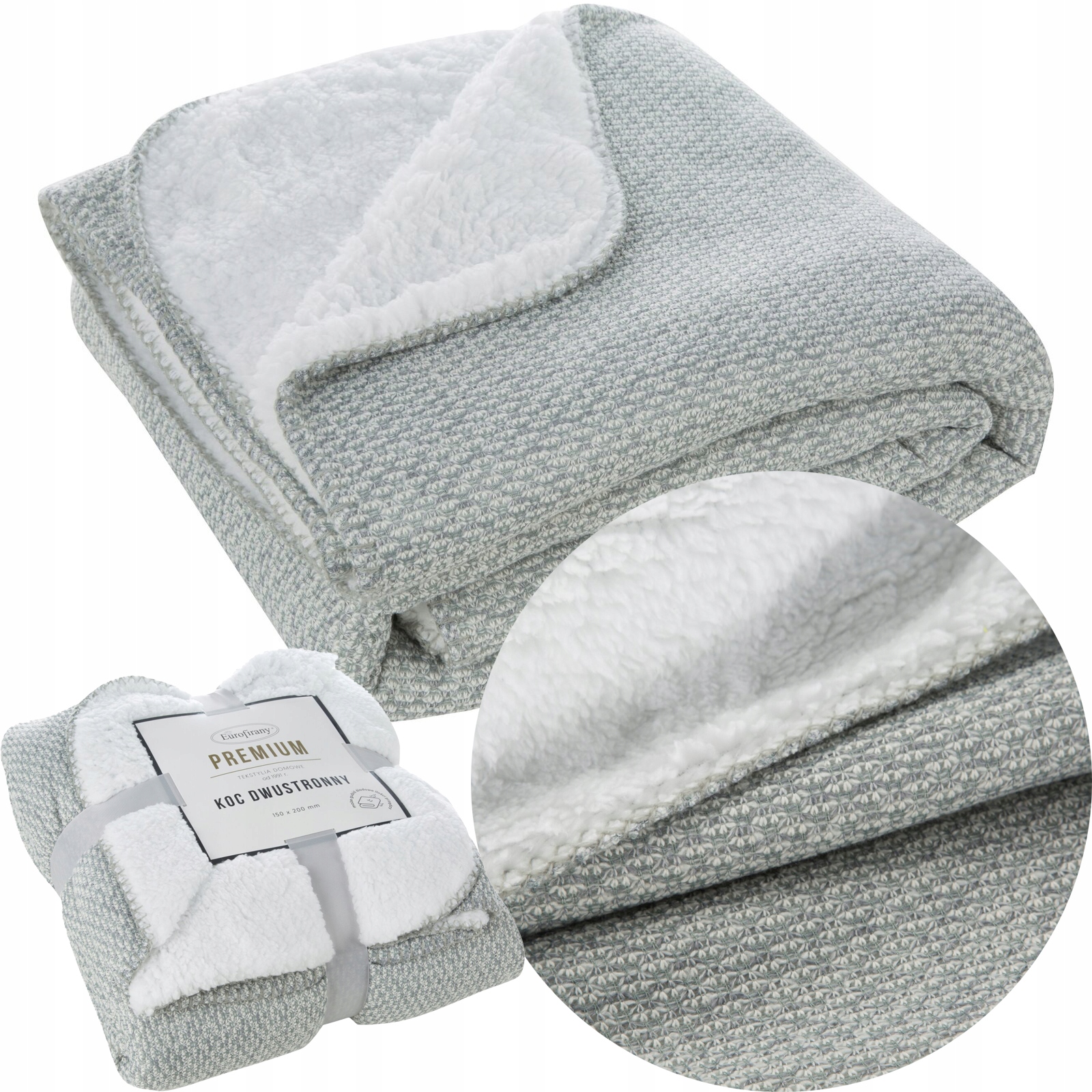 Prezent Koc narzuta dwustronny PREMIUM 200 x 150cm srebrny - obrazek 15