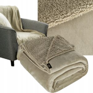 Koc narzuta dwustronny PREMIUM 70 x 160 cm beż