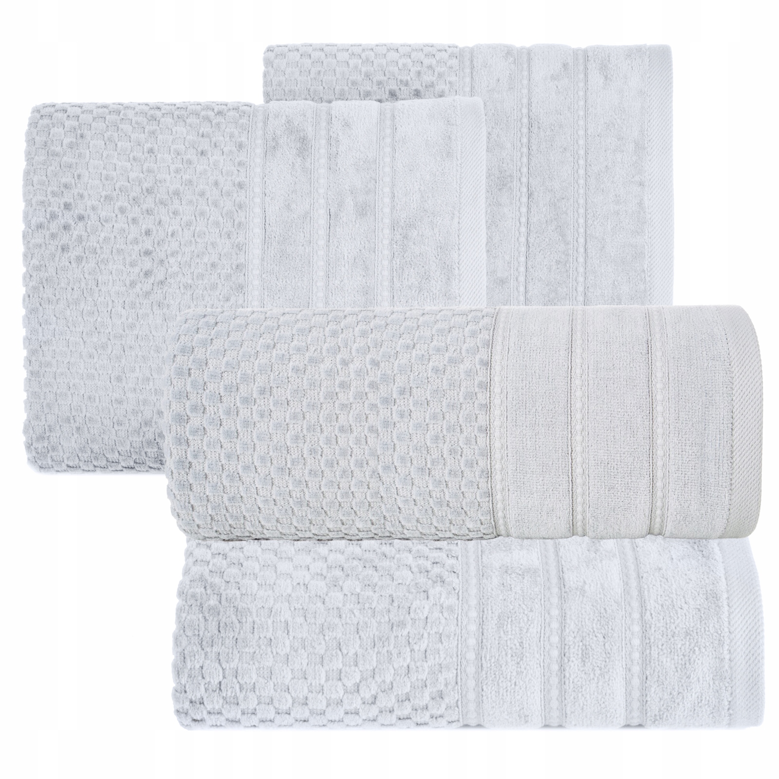 Ręcznik 2 x 50x90cm + 2 x 70x140cm 500g bawełna komplet srebrny - obrazek 5