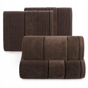 Ręcznik kąpielowy bawełna miękki chłonny brąz zestaw 4 szt prezent