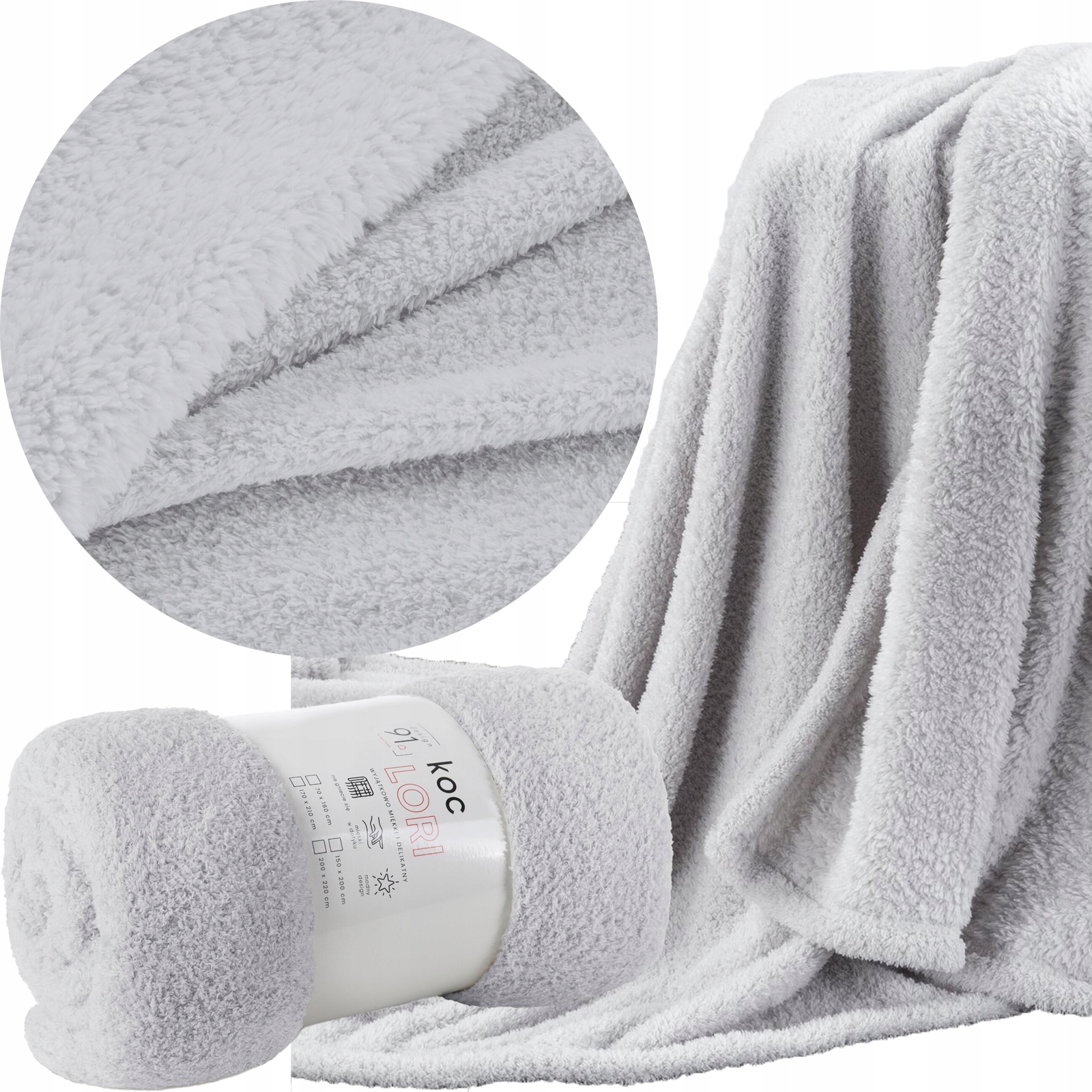 Mięciutki koc narzuta na fotel 70 cm x 160 cm srebrny prezent - obrazek 9