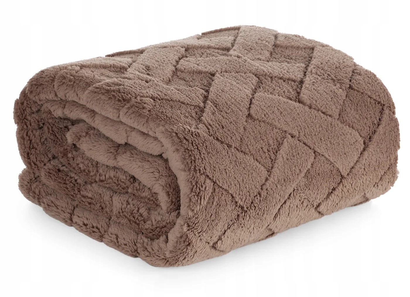 Koc narzuta 150x200 Caro ciemny beż gruby puszysty - obrazek 10