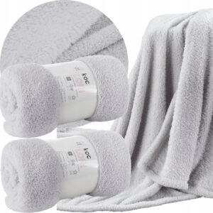 Komplet na kanapę i dwa fotele koc 170x210 + 2 x 70x160 srebrny typ flano