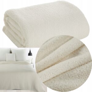 Mięciutki koc narzuta na fotel na kanapę 150 cm x 200 krem