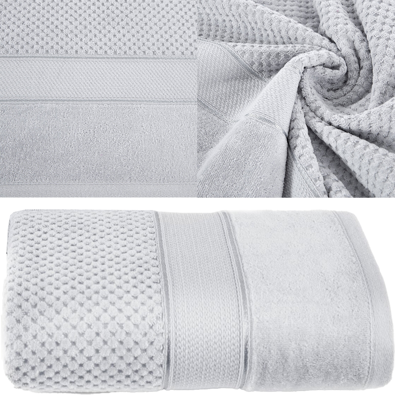 RĘCZNIK Z NATURALNEJ BAWEŁNY 70X140 SREBRNY - obrazek 4