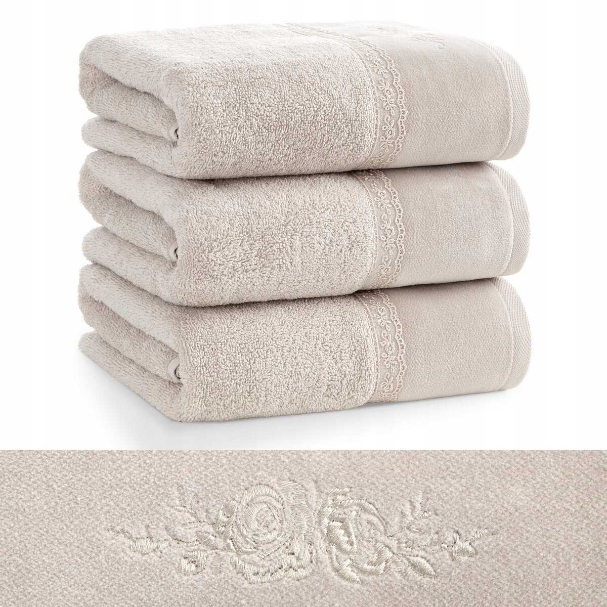 Piękny mięciutki ręcznik kąpielowy bawełna 50x90 beżowy prezent - obrazek 8