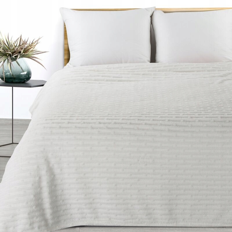 Komplet na kanapę i dwa fotele koc 170x210 + 2 x 70x160 biały - obrazek 4