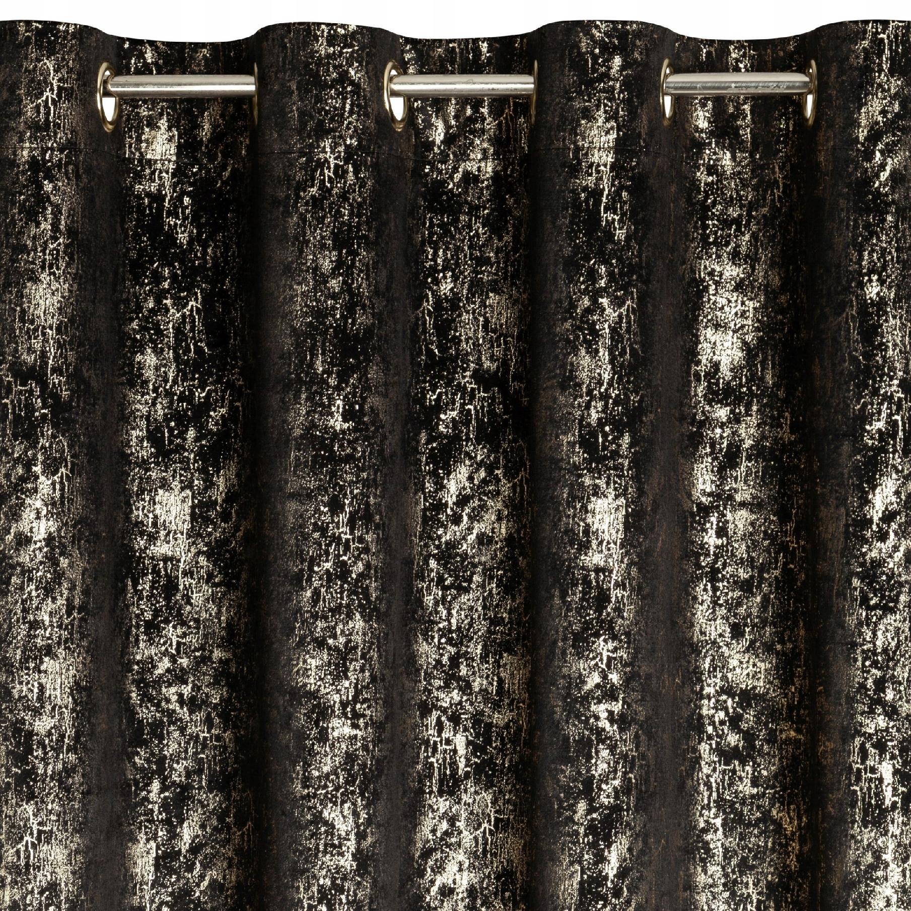 Nowoczesna Zasłona welwetowa 140X250 czarna z delikatnym nadrukiem - obrazek 13