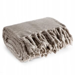 MIĘCIUTKI KOC NARZUTA PLED 150 X 200 CM BEŻ