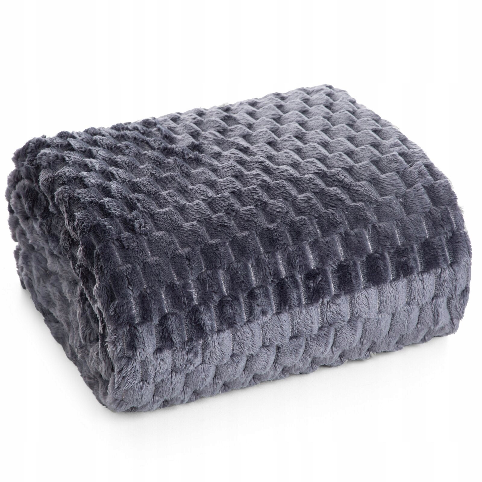 Koc narzuta 170 cm x 210 cm bardzo miękki w dotyku z efektem 3d stalowy - obrazek 12