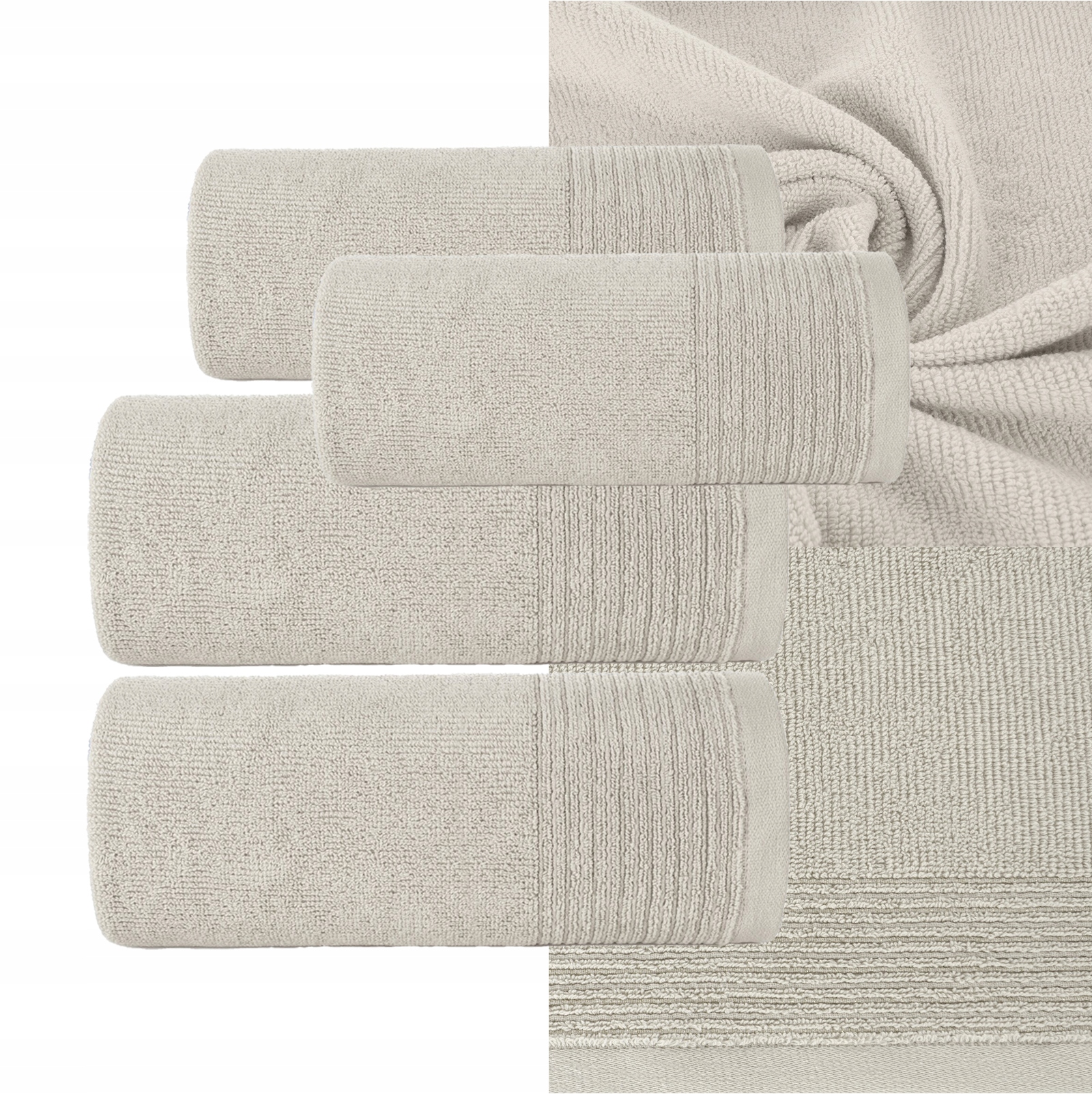 Ręcznik 2 x 50x90cm + 2 x 70x140cm 500g bawełna zestaw beż - obrazek 5