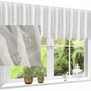 FIRANA DO KUCHNI KOLOR NATURA+BEŻ HAFT WYS 60 CM ZAZDROSTKA