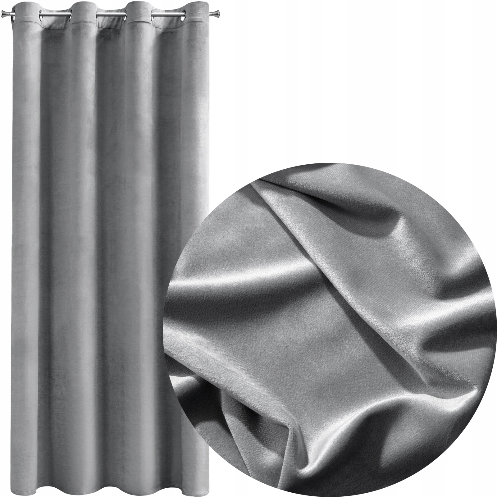 Nowoczesna zasłona welwetowa w przelotkę 140x250 srebrny - obrazek 4