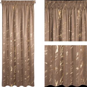 Zasłona welwetowa mięciutka taśma - brązowy szampan z nadrukiem 140x270 cm