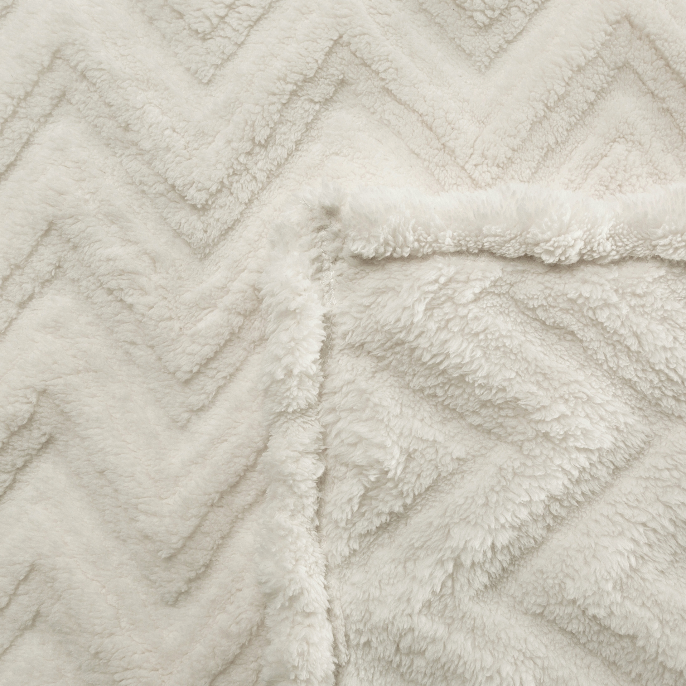 Koc narzuta 200x220 gruby mięciutki puszysty jodełka kremowy - obrazek 12