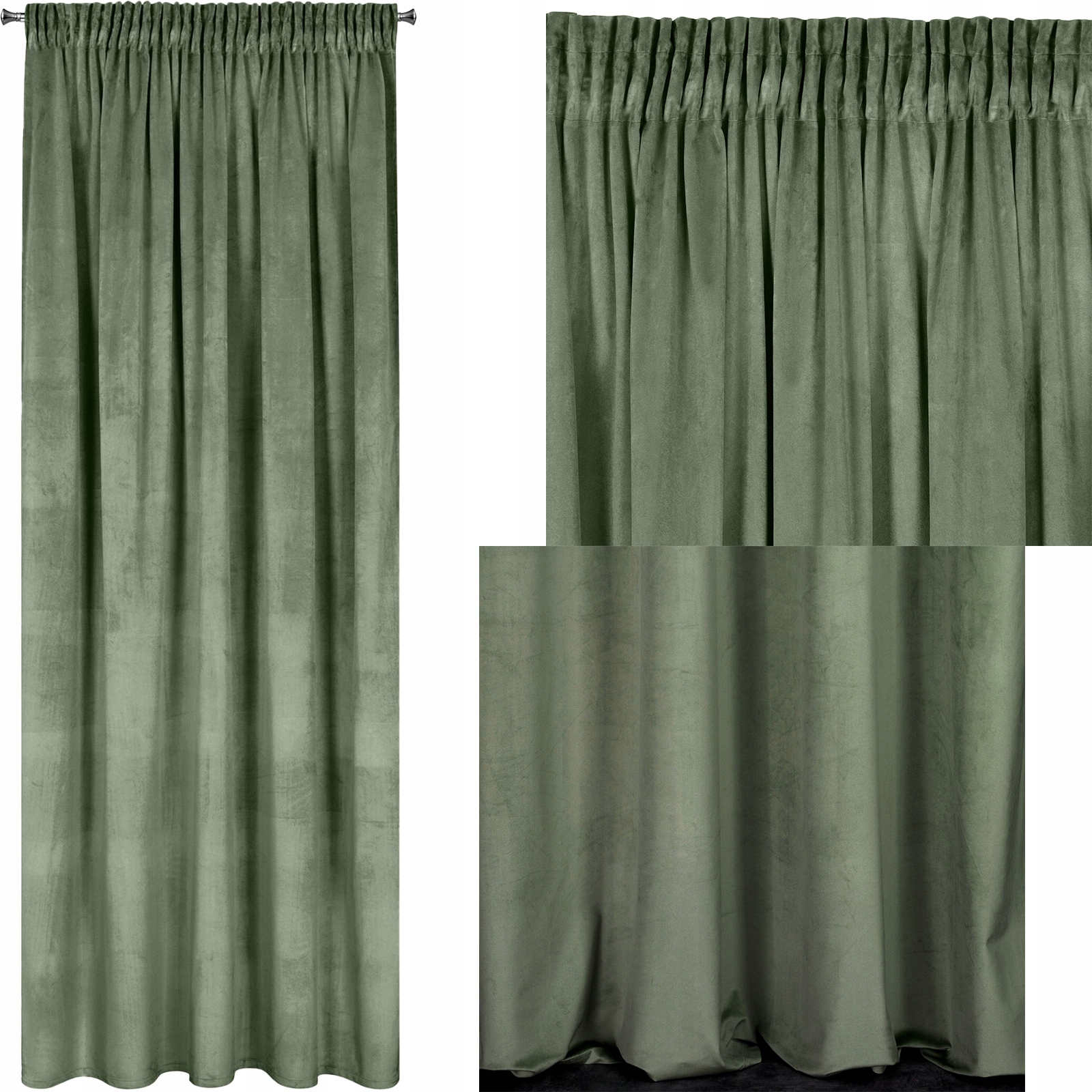 Mięciutka zasłona welwetowa taśma 140x270 oliwka - obrazek 9