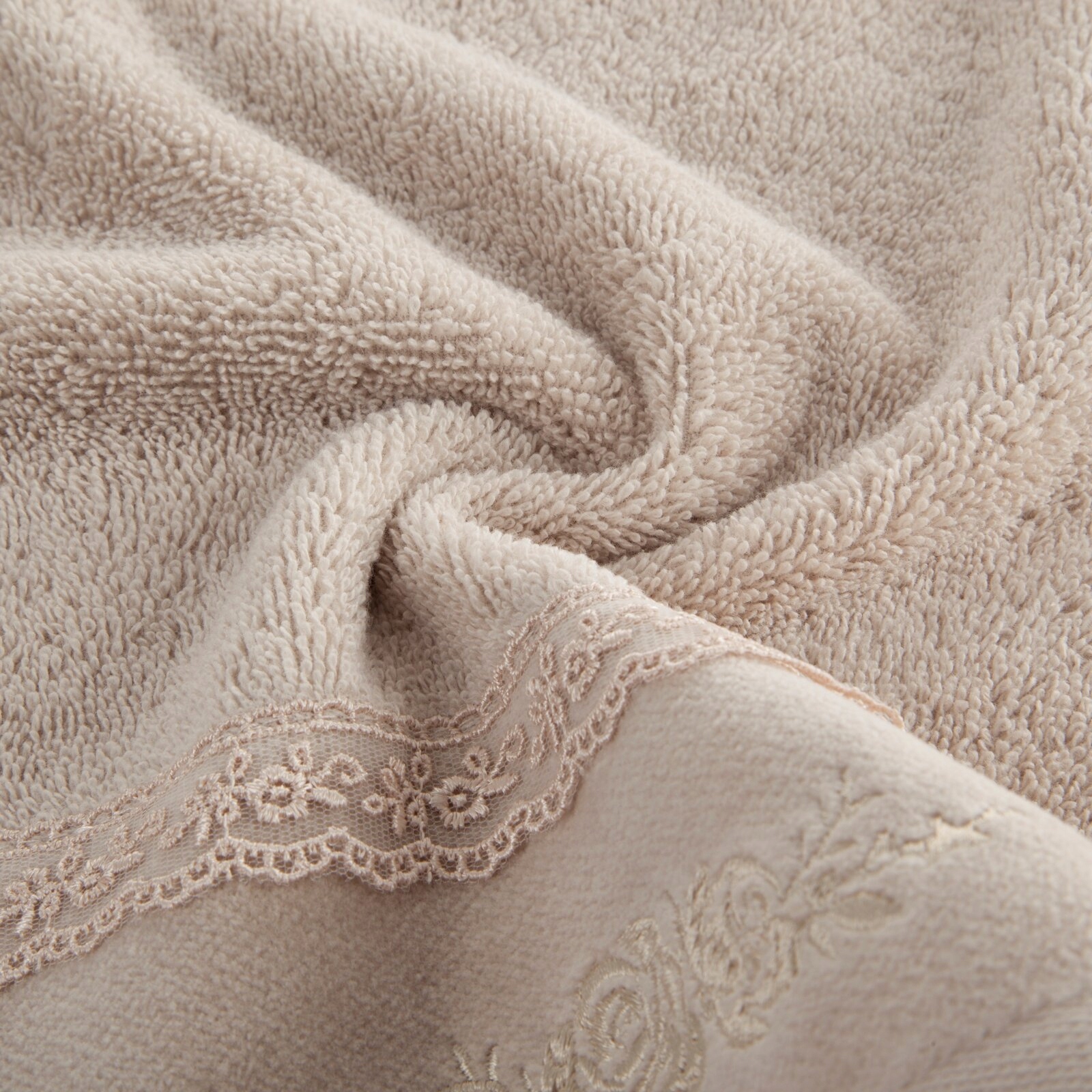 Piękny mięciutki ręcznik kąpielowy bawełna 30x50 beżowy prezent - obrazek 10