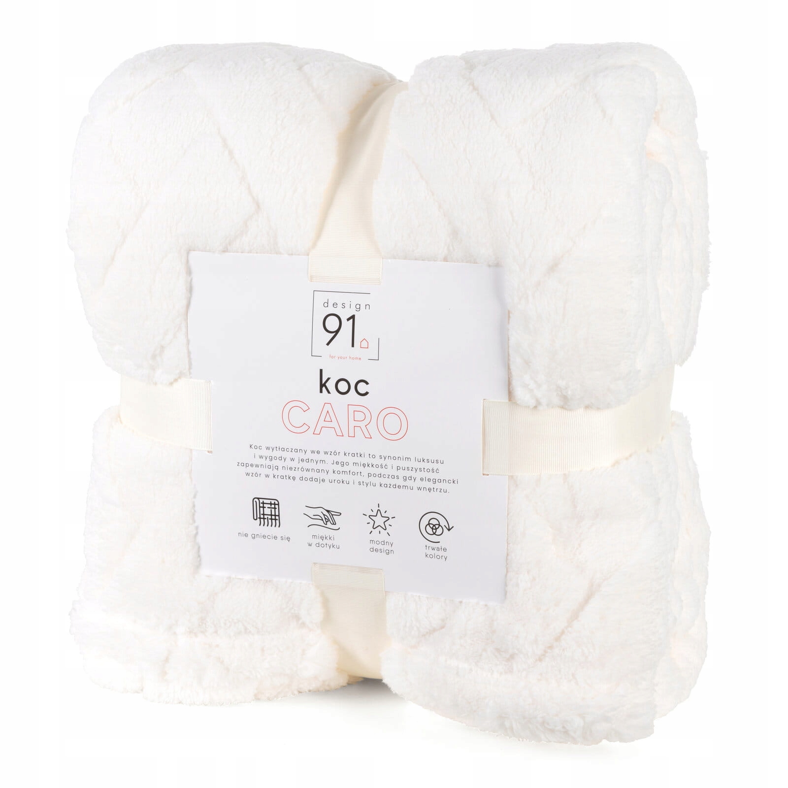 Koc narzuta 170x210 Caro krem gruby puszysty - obrazek 11