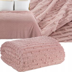 Mięciutki koc narzuta 170 cm x 210 cm PUDER