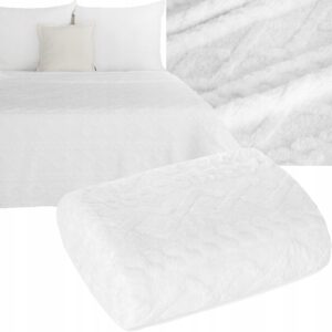 Prezent Mięciutki koc narzuta 200 cm x 220 gruby 260GSM biały