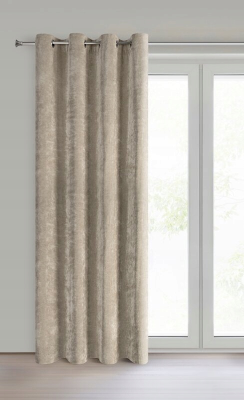 Zasłona szenilowa półzaciemniająca kółka 140 cm x 250 cm kawa - obrazek 15