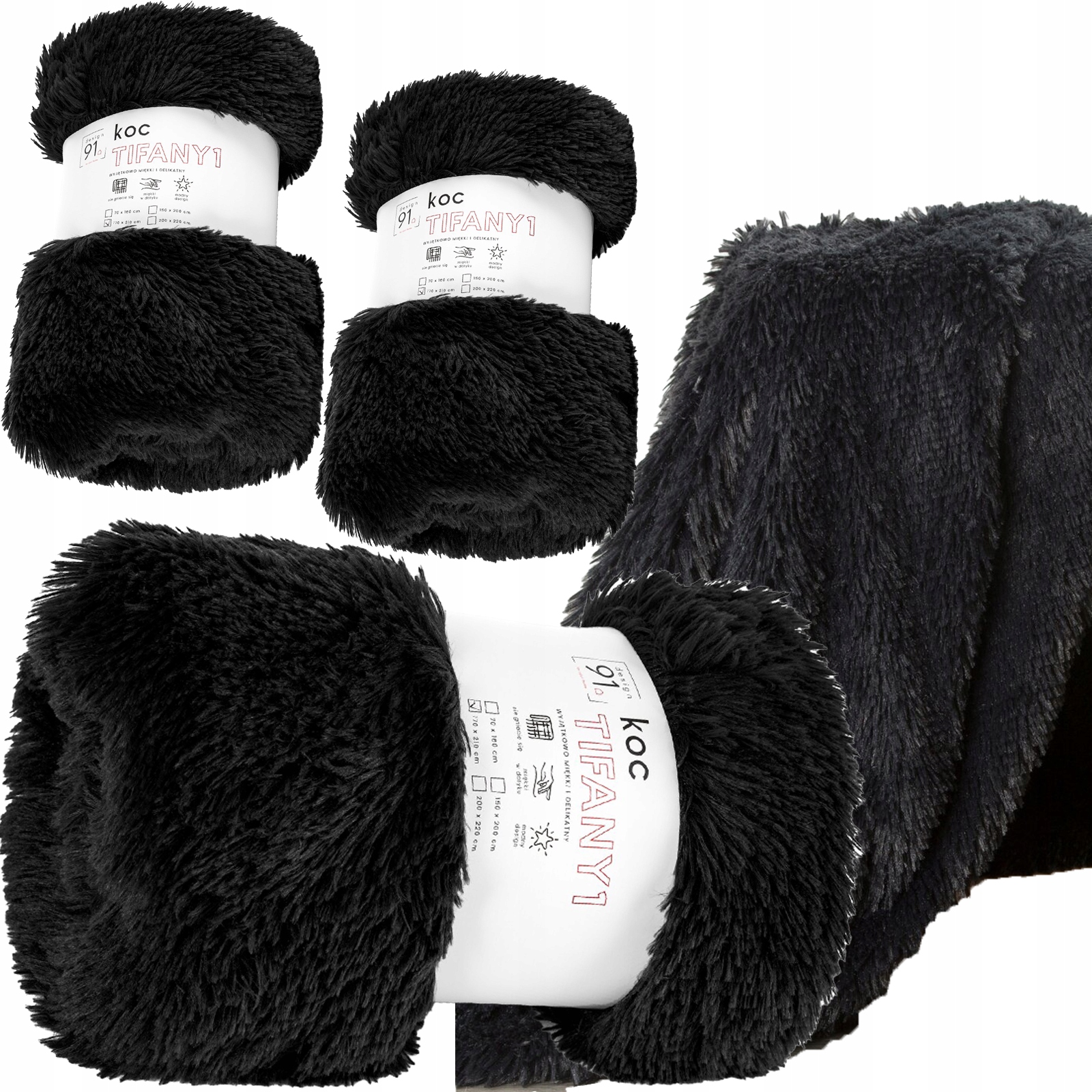 Koc narzuta na kanapę i fotele 170x210 + 2x 70x160 czarny - obrazek 10