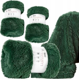 Koc włochacz futrzak pled narzuta na łóżko 170x210 + 2x 70x160 c. zielony