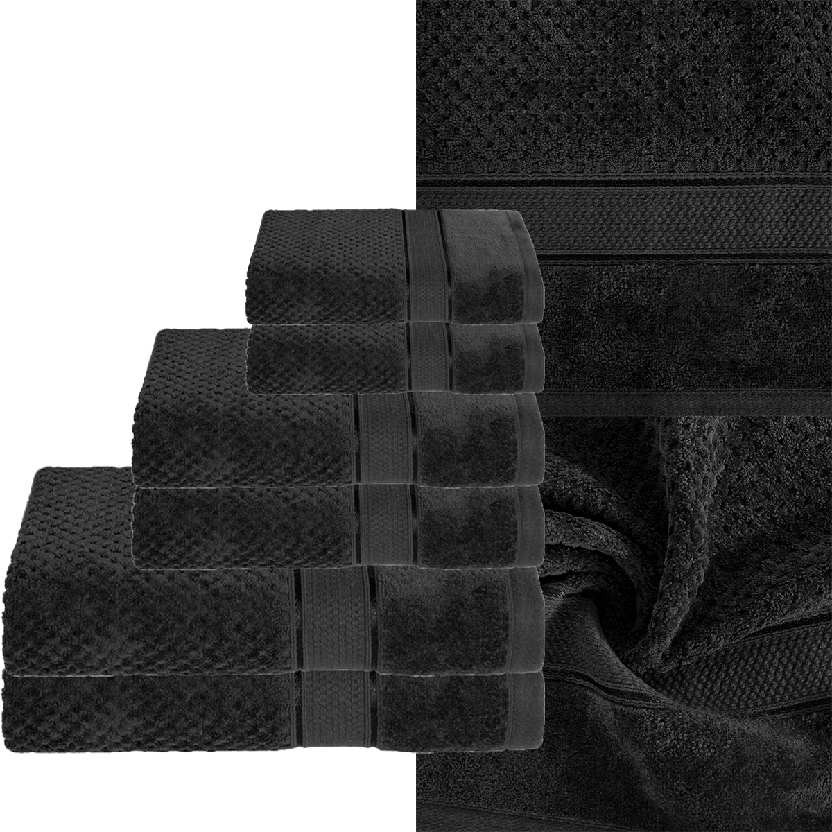 KOMPLET RĘCZNIKI KĄPIELOWE 6x SZTUK PREZENT 500gsm czarny - obrazek 4