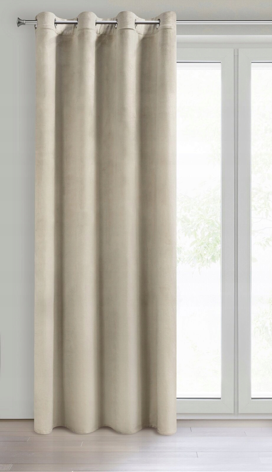 Mięciutka zasłona welwetowa kółka 140x250 j.beż - obrazek 11