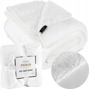 Koc narzuta dwustronny PREMIUM 150x 200cm biały