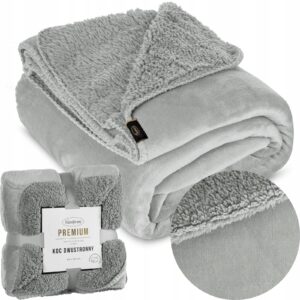 Prezent Koc narzuta dwustronny PREMIUM 170 x 210cm SREBRNY