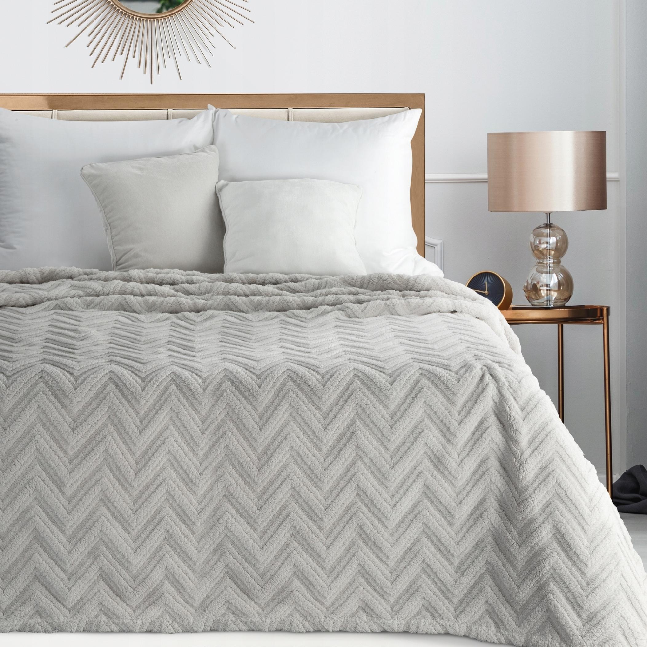 Koc narzuta 170x210 gruby mięciutki puszysty jodełka srebrny - obrazek 8