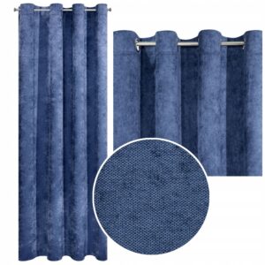 Zasłona półzaciemniające kółka 140 cm x 250 cm granatowa
