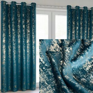 Nowoczesna Zasłona welwetowa 140X250 granatowa z delikatnym nadrukiem