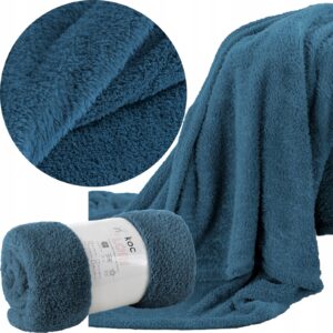 Koc narzuta polarowy 170 cm x 210 cm turkus typ flano