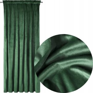 Nowoczesna zasłona welwetowa w taśmę 140x270 c.zielony
