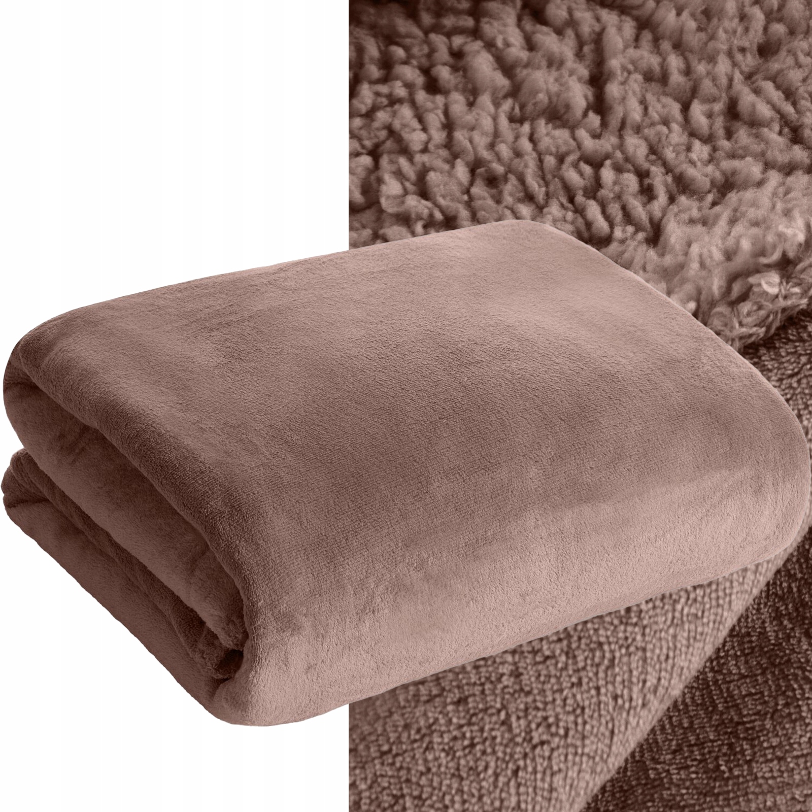 Koc narzuta dwustronny PREMIUM 150 x 200 cm mocha - obrazek 6