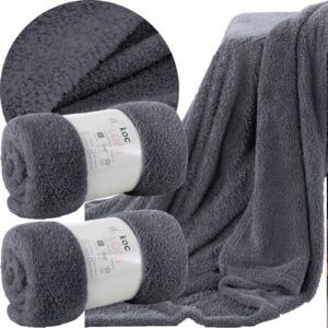 Komplet na kanapę i dwa fotele koc 170x210 + 2 x 70x160 stalowy typ flano