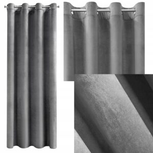 Mięciutka zasłona welwetowa kółka 140x250 stalowy