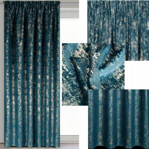 Zasłona 140X270 granatowa welwetowa z nadrukiem taśma