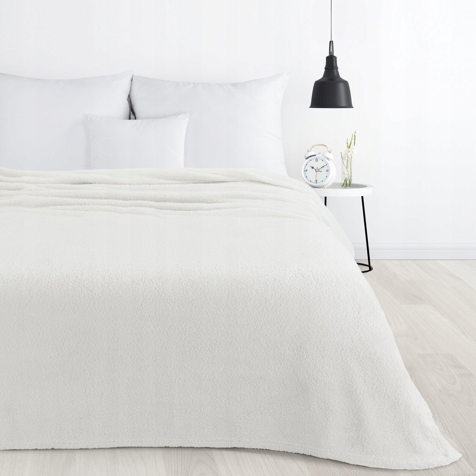 Mięciutki koc narzuta 170x210 biały - obrazek 3